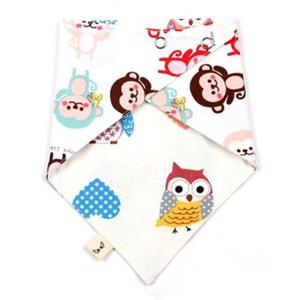 유아스카프 국내제작 순면 양면스카프 귀욤몽키 턱받이 스카프빕