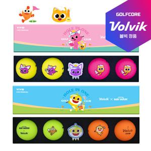 볼빅 아기상어 핑크퐁 신형 비비드 3피스 골프공 4알+볼마커
