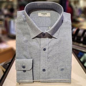 [레노마] 텐셀 트위스트얀 미니체크 스냅카라일반핏 RLFSG1036BU