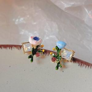 하나쯤은 꽃귀걸이 실버은침 핸드메이드 귀걸이