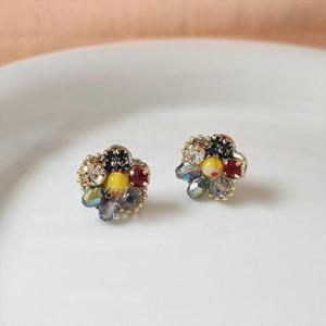 크리스탈귀걸이 꽃귀걸이 실버은침 핸드메이드 귀걸이