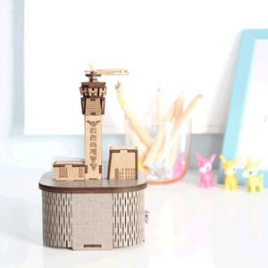 DIY 나무 모형 조립 키트 회전 우드 오르골 인천 국제공항 YM-957