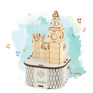 DIY 나무 모형 조립 키트 수동 오르골 런던 빅벤 YM862-33