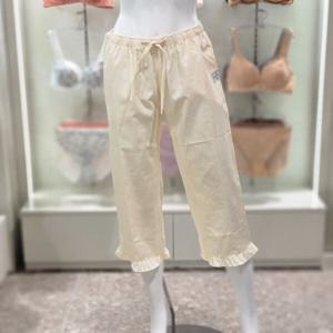 [엘르] 옐로우 플레인 스트라이프 여성 8부 파자마 EEWEF141YE