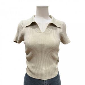 [트위]브이 오픈카라 골지 반팔 니트 (TNCDFKT005)