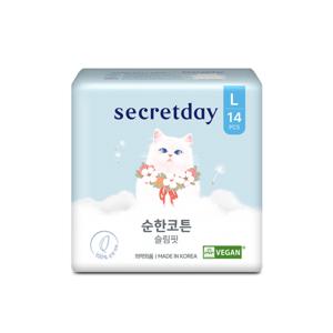 [시크릿데이]시크릿데이 순한코튼 슬림핏 생리대 대형 (14개입)