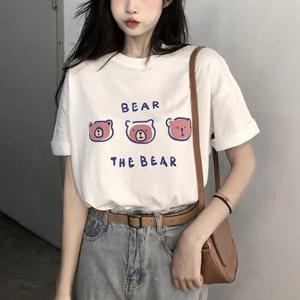 [잇백잇슈]곰패밀리반팔티 귀여운 프린팅 심플 일상 데일리 여성