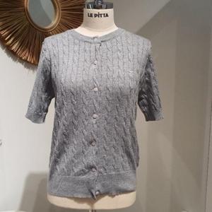 르피타 HC06 반팔 꽈배기 라운드 가디건(그레이) L252BKT451