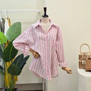 [포커스]FM5C9BL5121_시어서커 스트라이프 루즈핏 셔츠