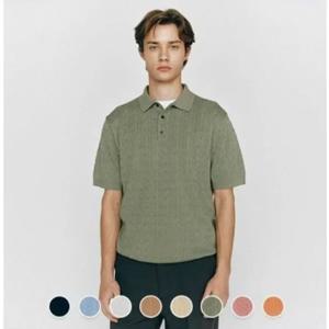 [지오다노] 남자 꽈배기 반팔 폴로 니트 스웨터 055522