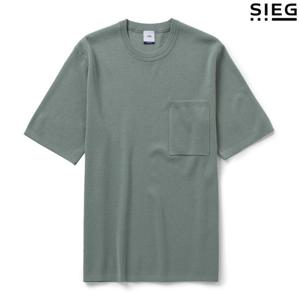 [지이크]민트 포켓 배색 라운드 반팔 니트 PEUCD8028