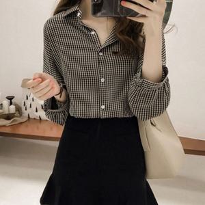 데일리 여성 데이트 코디 2컬러 체크 셔츠 예쁜 남방