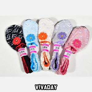 VIVADAY-SC113 하트망사 숙녀덧신 5켤레색상혼합