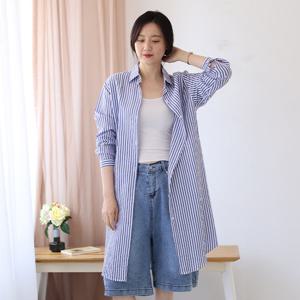 [웬디즈갤러리]피그랑 시어서커 줄지 롱셔츠 RSH104