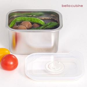 벨라쿠진 650ml 스텐 직사각 밀폐용기 냉장 냉동 반찬통 밧드