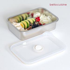 벨라쿠진 1000ml 스텐 직사각 밀폐용기 냉장 냉동 반찬통 밧드