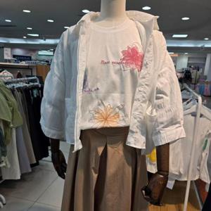 페이지플린 DP01 여름 자수 로고 플라워 프린팅 반팔 면티셔츠 F5BTS003A