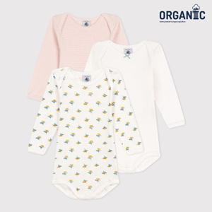[쁘띠바또]쁘띠바또 베이비 오가닉 플라워 바디수트 우주복 3PACK (NTF43NB52F_MC)