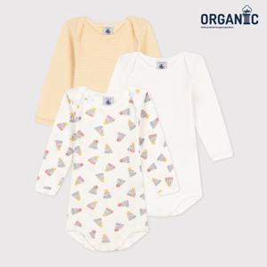 [쁘띠바또]쁘띠바또 베이비 오가닉 윈터햇 바디수트 우주복 3PACK (NTF43NB54F_MC)