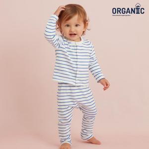 [쁘띠바또]쁘띠바또 베이비 오가닉 스트라이프 가디건 팬츠 바디수트 우주복 3pcs 세트 (NTS41NS14F_BU)