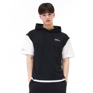 남성 레이어드 후드 반팔 티셔츠-EBRK5812D03