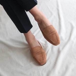 빅사이즈 여자 가죽 블로퍼 스웨이드 회사 실내화