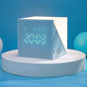 큐브 스누즈 무드등 LED 미니탁상 음성인식 무소음알람시계