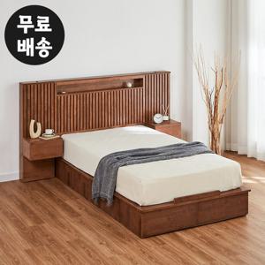 데오 원목 서랍형 침대프레임 퀸사이즈 협탁2개_월넛