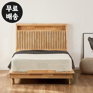 데오 고무나무 원목 침대프레임 라지킹 부부(내츄럴)