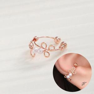 14KGP 로즈골드 엔틱 진주 포인트 이어커프