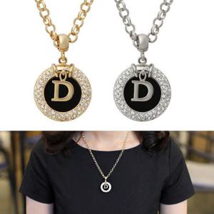 럭셔리 블랙시크 고급 큐빅 이니셜 패션 볼드 목걸이