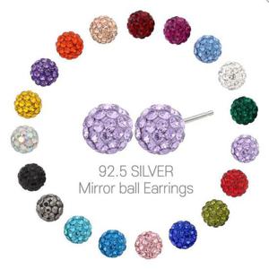 컬러 미러볼 19종 92.5 실버 은 귀걸이
