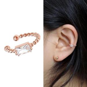14KGP 로즈골드 사각 큐빅 볼 이어커프