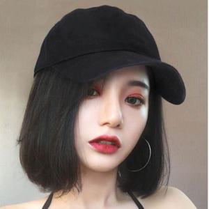 유니크 패션 악세서리 단발 머리 일체형 야구 캡 모자