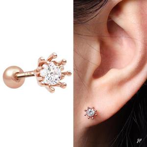 14K 골드필드 핀 화이트 큐빅 포인트 피어싱