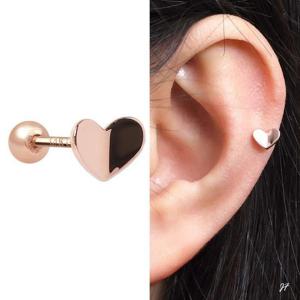 14K 골드필드 핀 폴딩 하트 피어싱