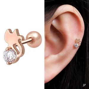 14K 골드필드 핀 큐빅 고양이 베이직 피어싱
