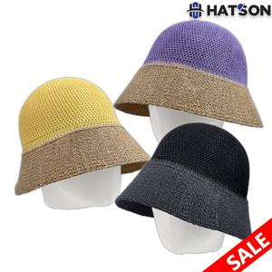 [햇츠온]여성 여름모자 러블리 페도라 클로슈햇 H32-305 블랙 퍼플 옐로우