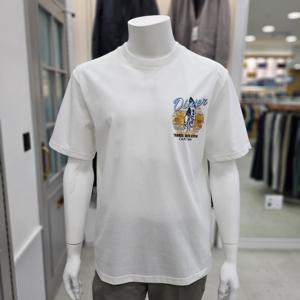 [올젠]면혼방 쿨터치 세미오버핏 라운드 티셔츠(OZNF2TR1303WT)_