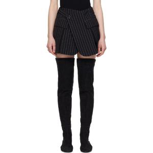 사카이 반바지 블랙 울 실크 수팅 스코트 251445F088005