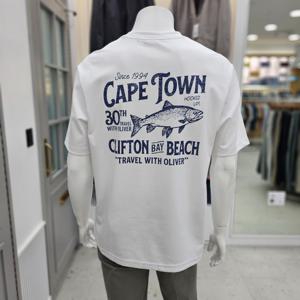 [올젠]면혼방 세미오버핏 그래픽 라운드 티셔츠(OZNF2TR1301WT)_