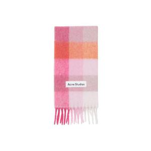 아크네 스튜디오 모헤어 체크 스카프 핑크 푸시아 화이트 CA0084-DQE