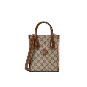 구찌 인터로킹 G 미니 토트백 베이지 에보니 브라운 671623-92TCG-8563