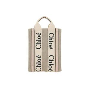 끌로에 린넨 우디 노스 사우스 미니 토트백 시멘트 핑크 CHC24AP243I266J5