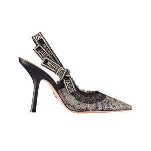 디올 자디올 슬링백 펌프 트랜스패런트 메쉬 블랙 골드 톤 버터플라이 모티프 메탈릭 쓰레드 KCV029BXT-S21X