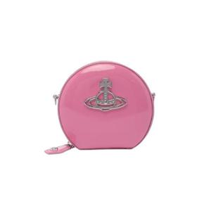 비비안 웨스트우드 샤이니 페이턴트 미니 라운드 크로스바디백 핑크 43030101-L001O-G406