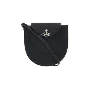 비비안 웨스트우드 린다 사피아노 하프 문 새들 크로스바디백 블랙 43030102-42093-N401