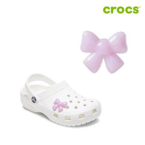 [크록스]핑크 스퀴시 리본 지비츠 10015407