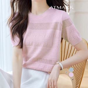 ATMARK (77까지)아이스믹스짜임반팔니트_AA53KN038G