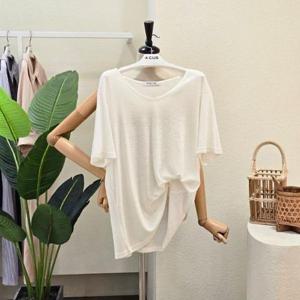 [포커스]FM5D9TS5170_린넨 네추럴 브이넥 티셔츠